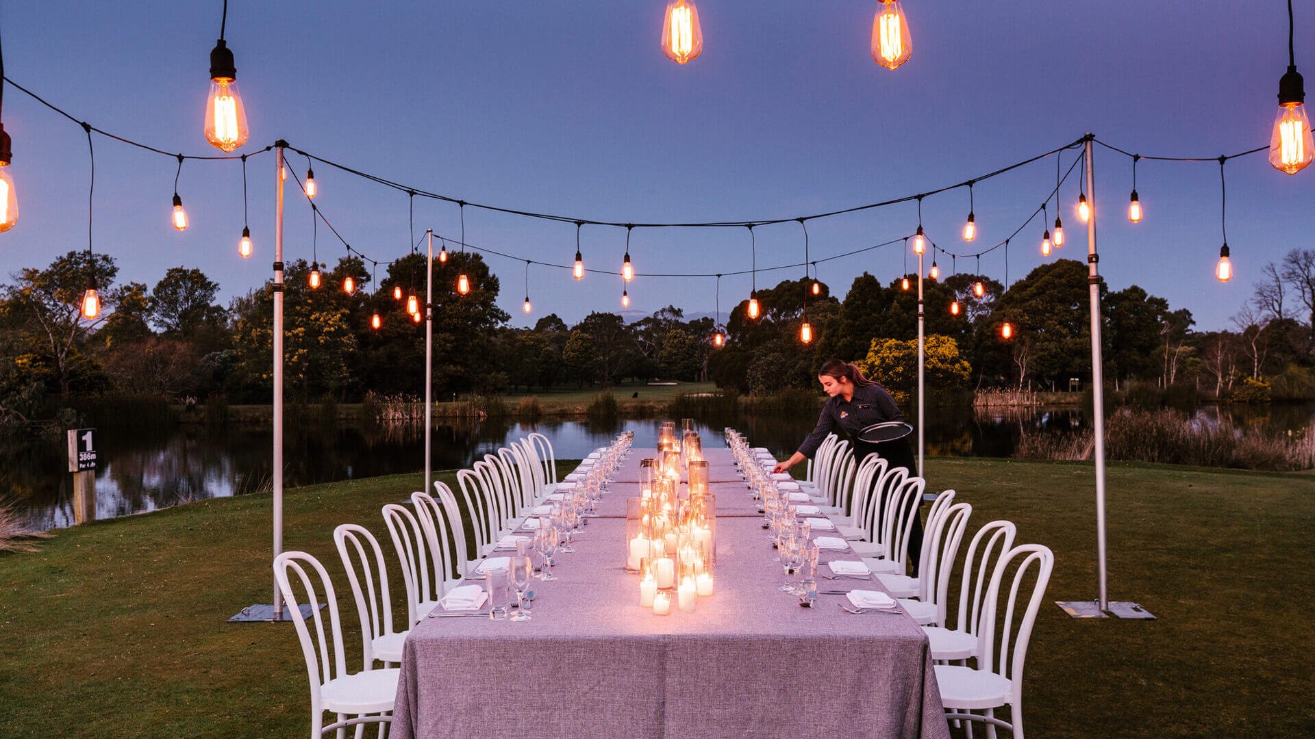 Resort outdoor long table event